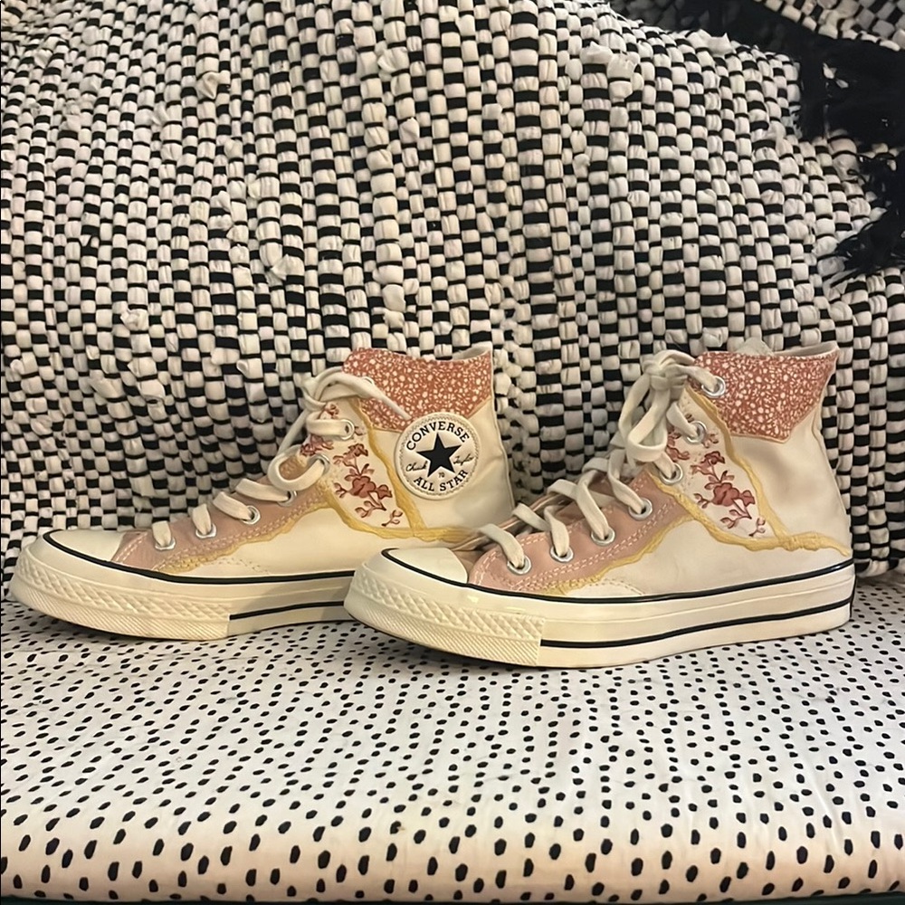 Converse Cream and Pink Canvas High-Tops